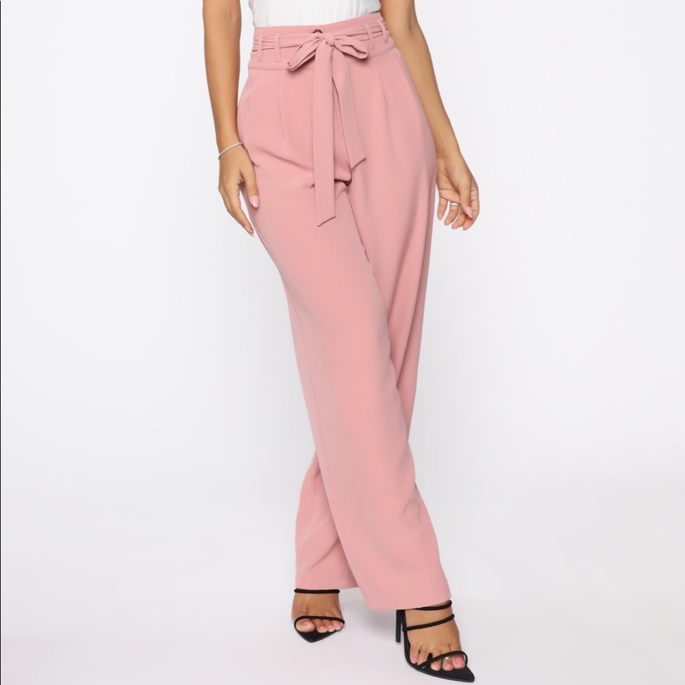 Mauve pink trouser paper bag pants Fasion Nova